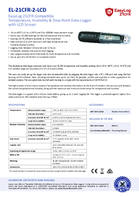 Thumbnail of document Data Sheet - EL-21CFR-2-LCD Temperature & Humidity Data Logger with USB & LCD